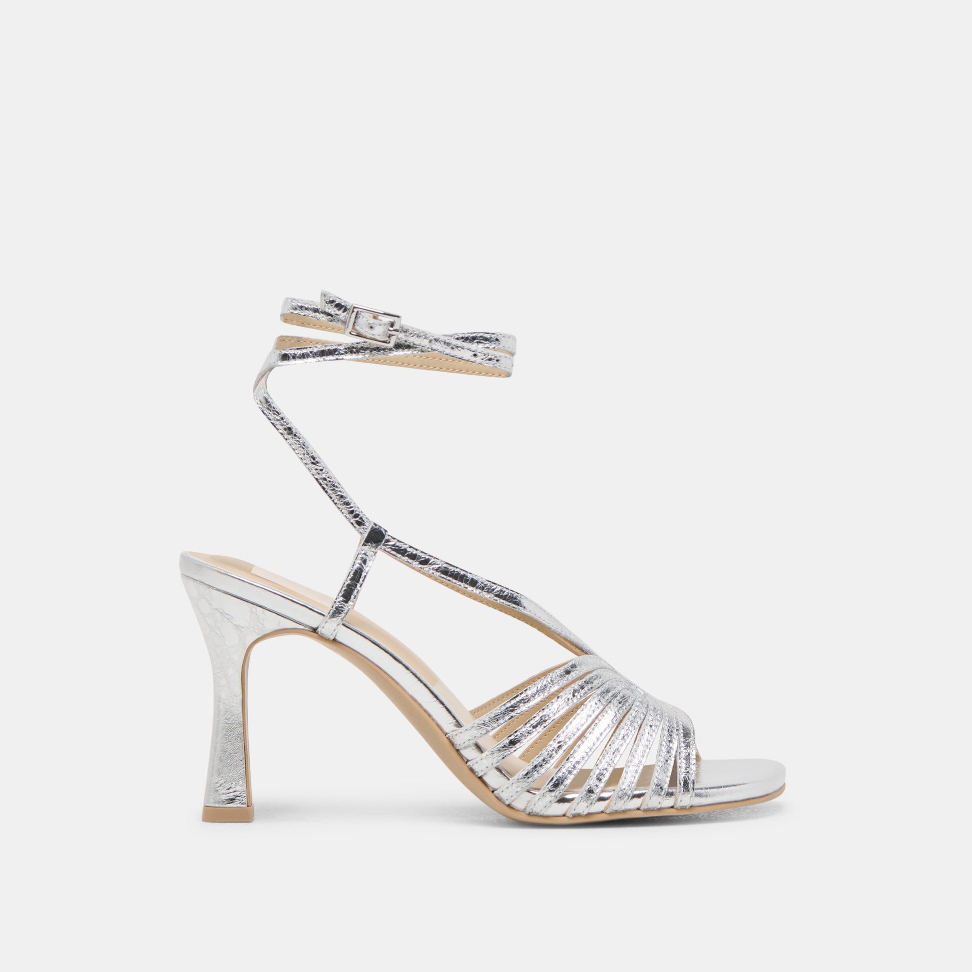 Nivana Silver Distressed Leather Heels - Dolce Vita