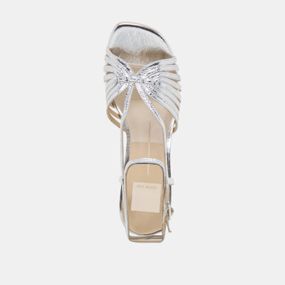 Nivana Silver Distressed Leather Heels - Dolce Vita
