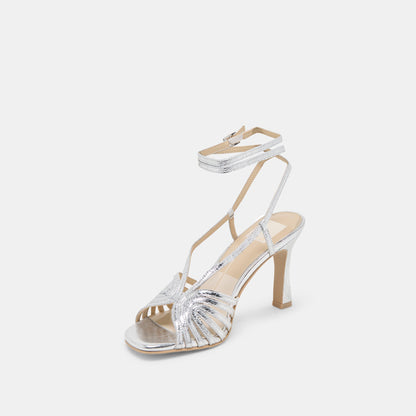 Nivana Silver Distressed Leather Heels - Dolce Vita