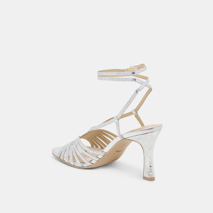 Nivana Silver Distressed Leather Heels - Dolce Vita