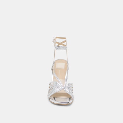 Nivana Silver Distressed Leather Heels - Dolce Vita