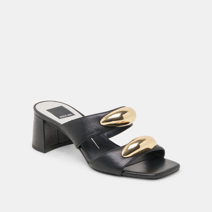 Barnet Black Leather Heels - Dolce Vita