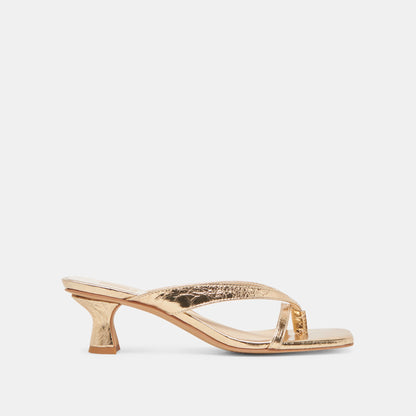 BREVEL HEELS GOLD DISTRESSED LEATHER - Dolce Vita
