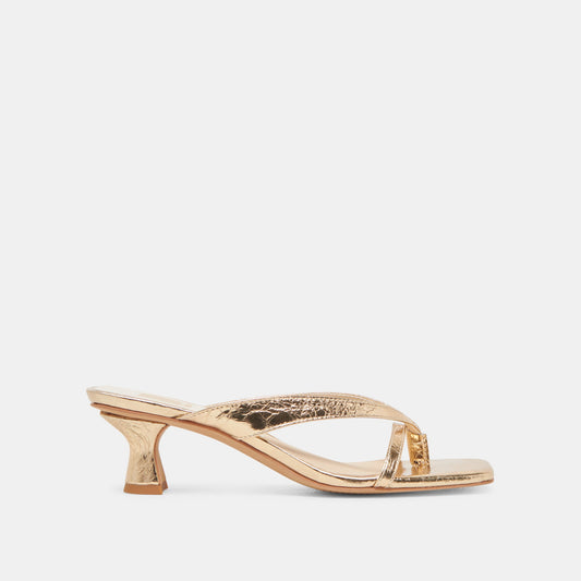 BREVEL HEELS GOLD DISTRESSED LEATHER - Dolce Vita