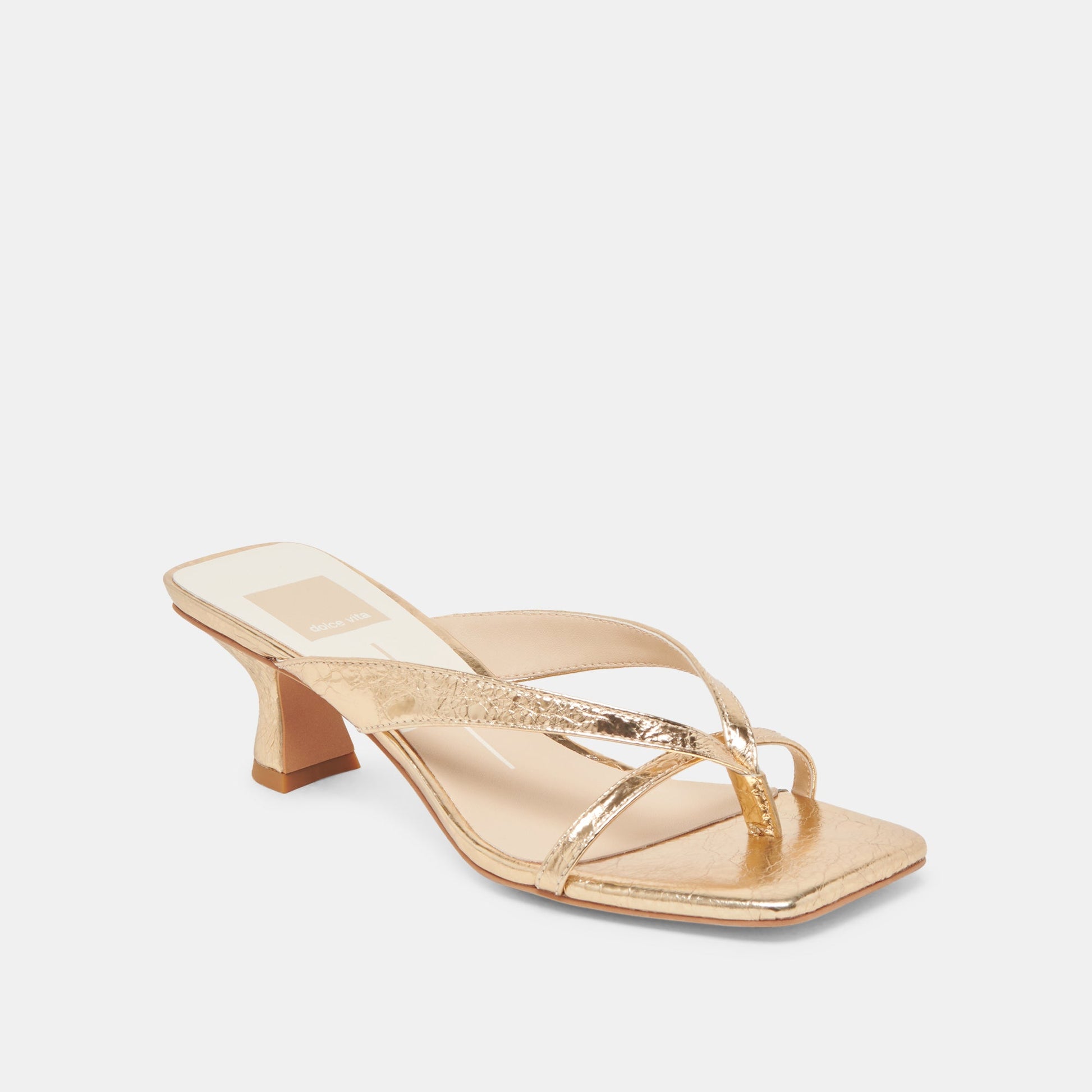 BREVEL HEELS GOLD DISTRESSED LEATHER - Dolce Vita