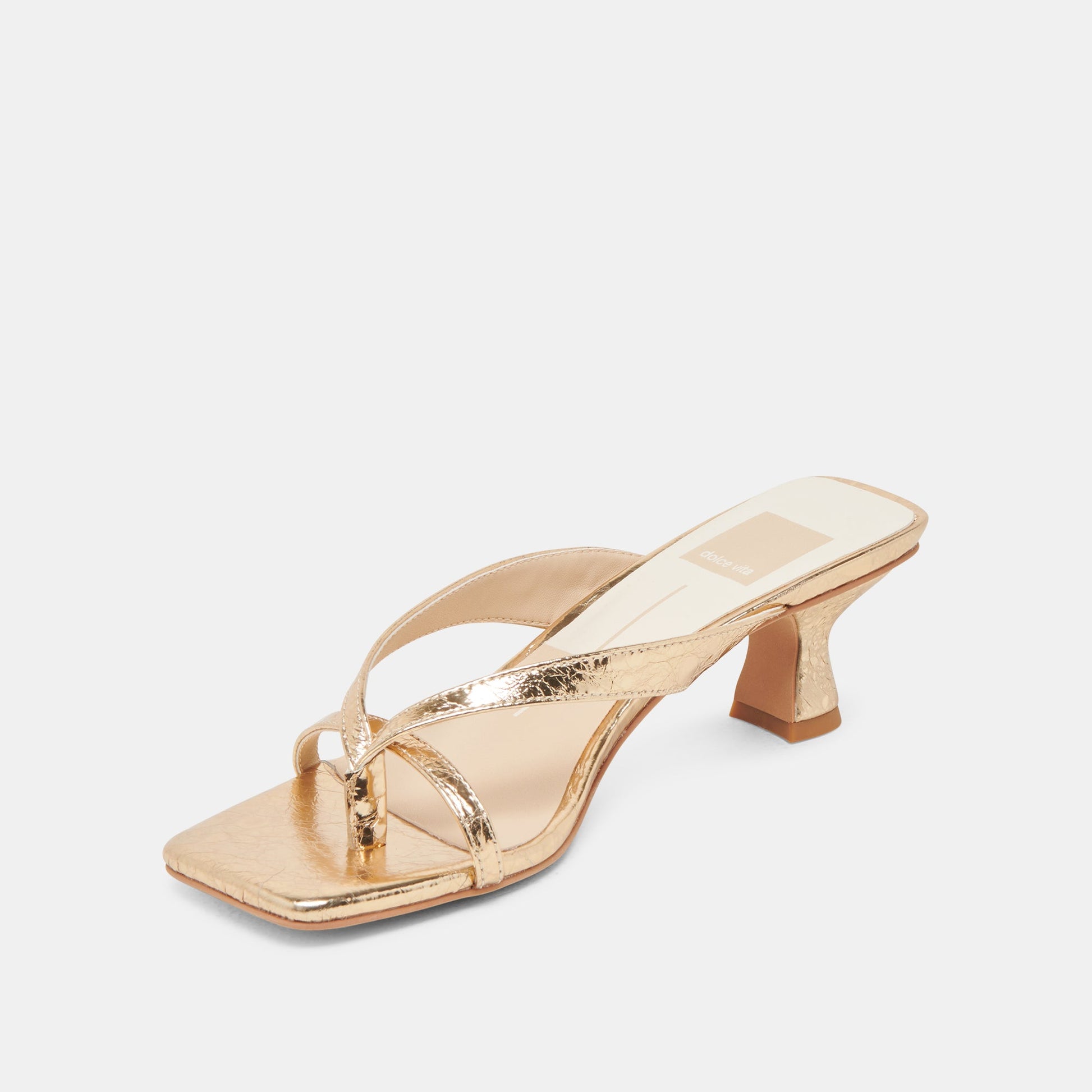 BREVEL HEELS GOLD DISTRESSED LEATHER - Dolce Vita