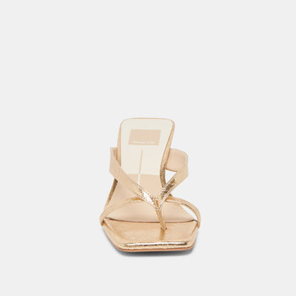 BREVEL HEELS GOLD DISTRESSED LEATHER - Dolce Vita