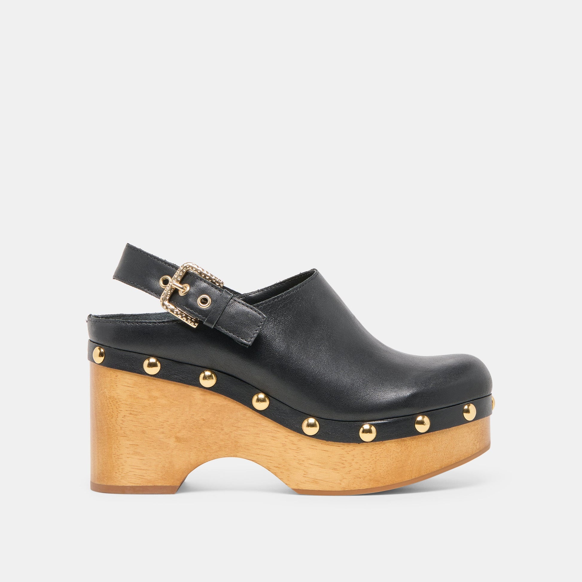 Adelan Black Leather Clogs - Dolce Vita