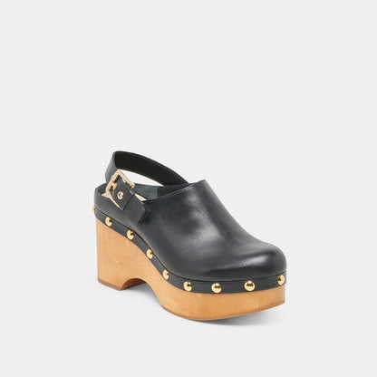 Adelan Black Leather Clogs - Dolce Vita