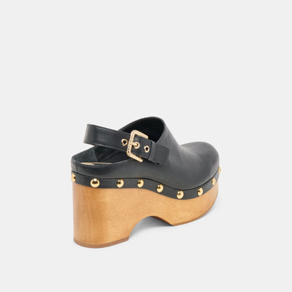 Adelan Black Leather Clogs - Dolce Vita