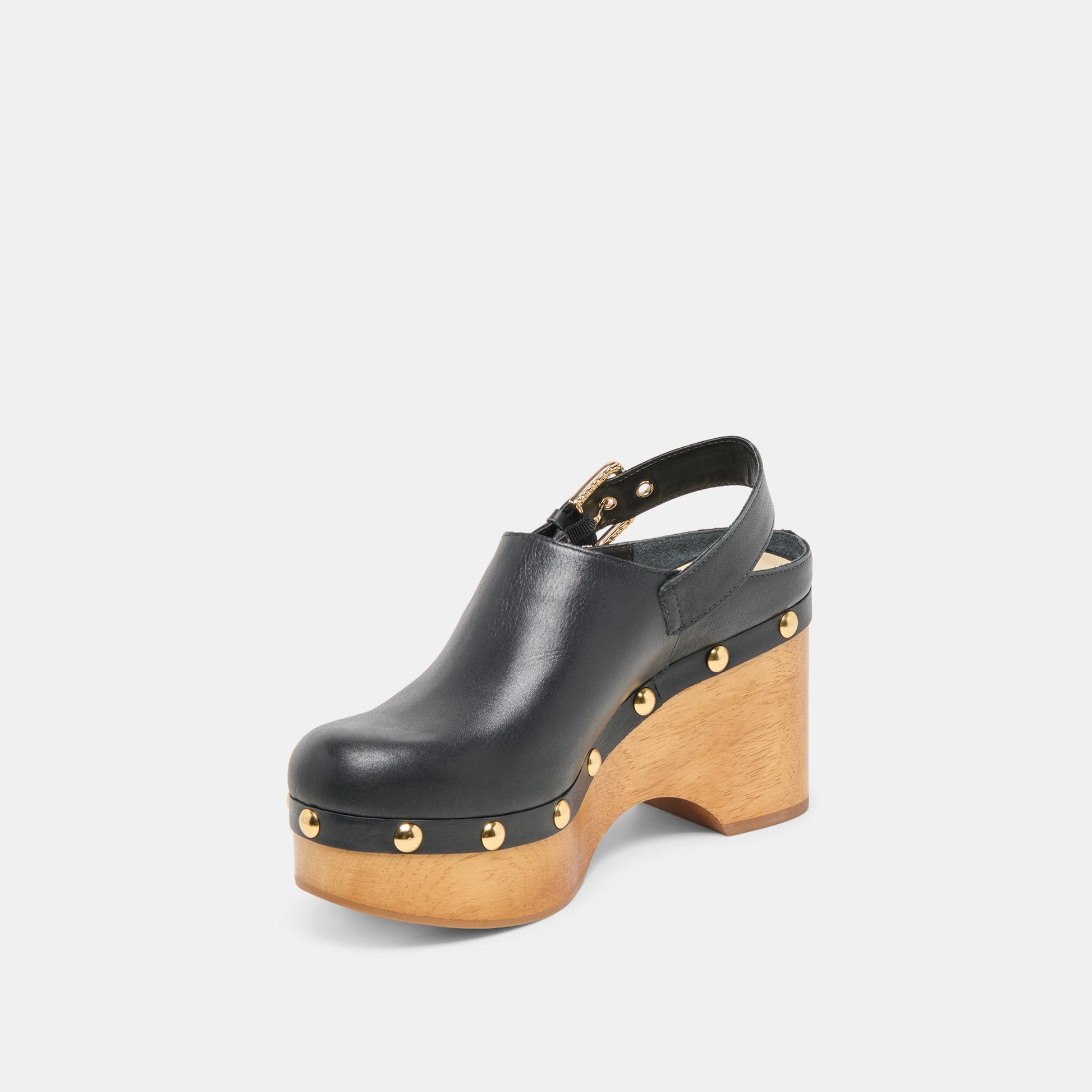 Adelan Black Leather Clogs - Dolce Vita