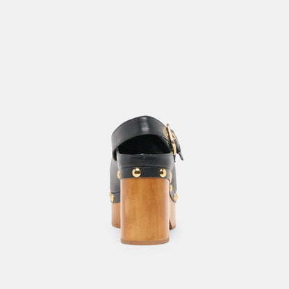 Adelan Black Leather Clogs - Dolce Vita
