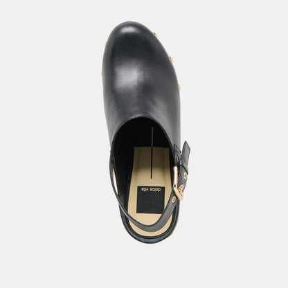 Adelan Black Leather Clogs - Dolce Vita