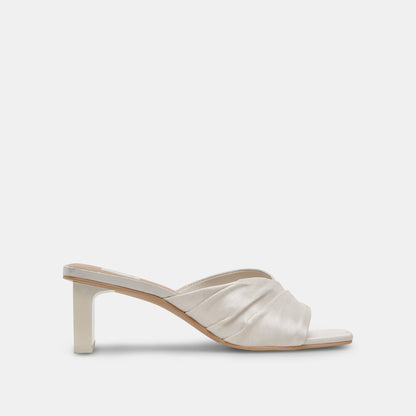 CARLAN HEELS OFF WHITE SILK - Dolce Vita