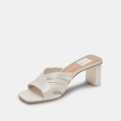 CARLAN HEELS OFF WHITE SILK - Dolce Vita