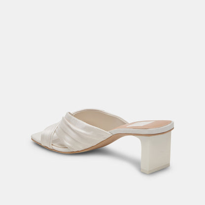 CARLAN HEELS OFF WHITE SILK - Dolce Vita