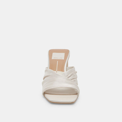 CARLAN HEELS OFF WHITE SILK - Dolce Vita