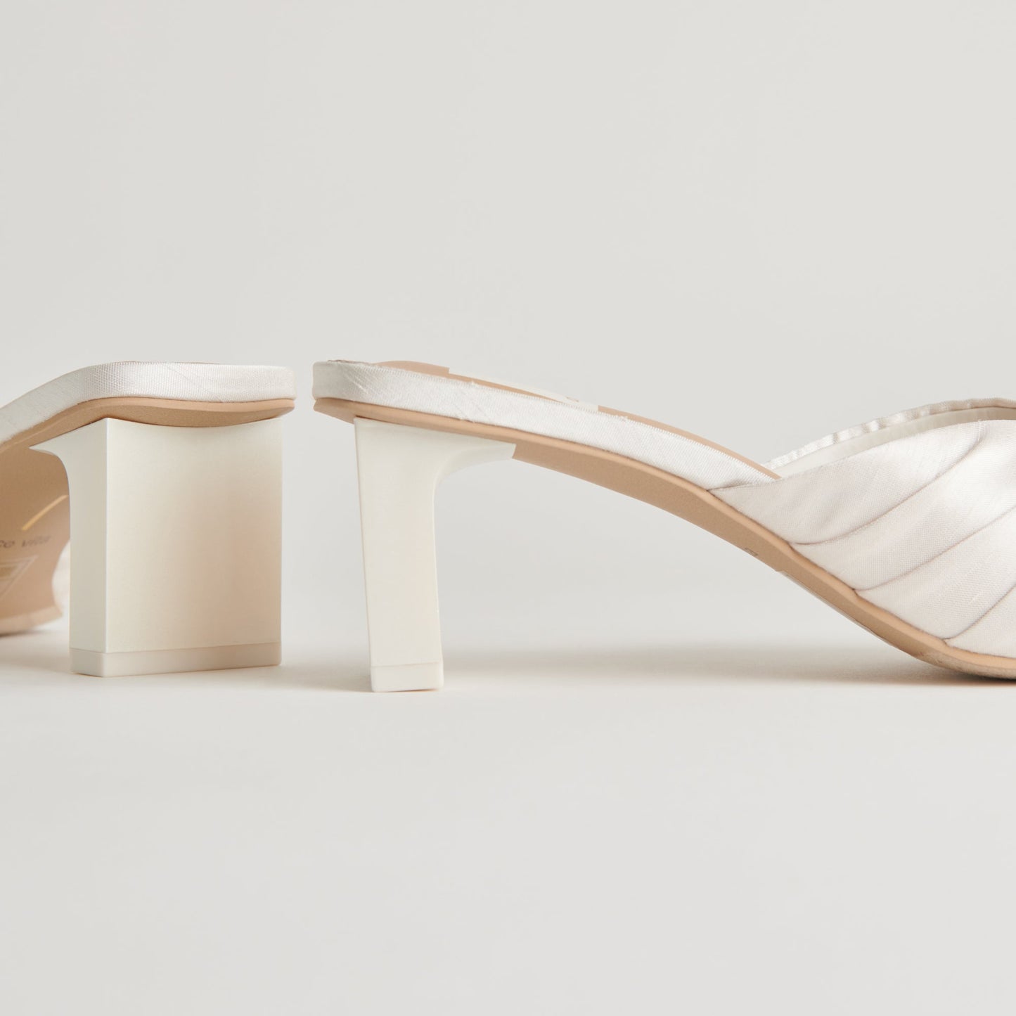 CARLAN HEELS OFF WHITE SILK - Dolce Vita