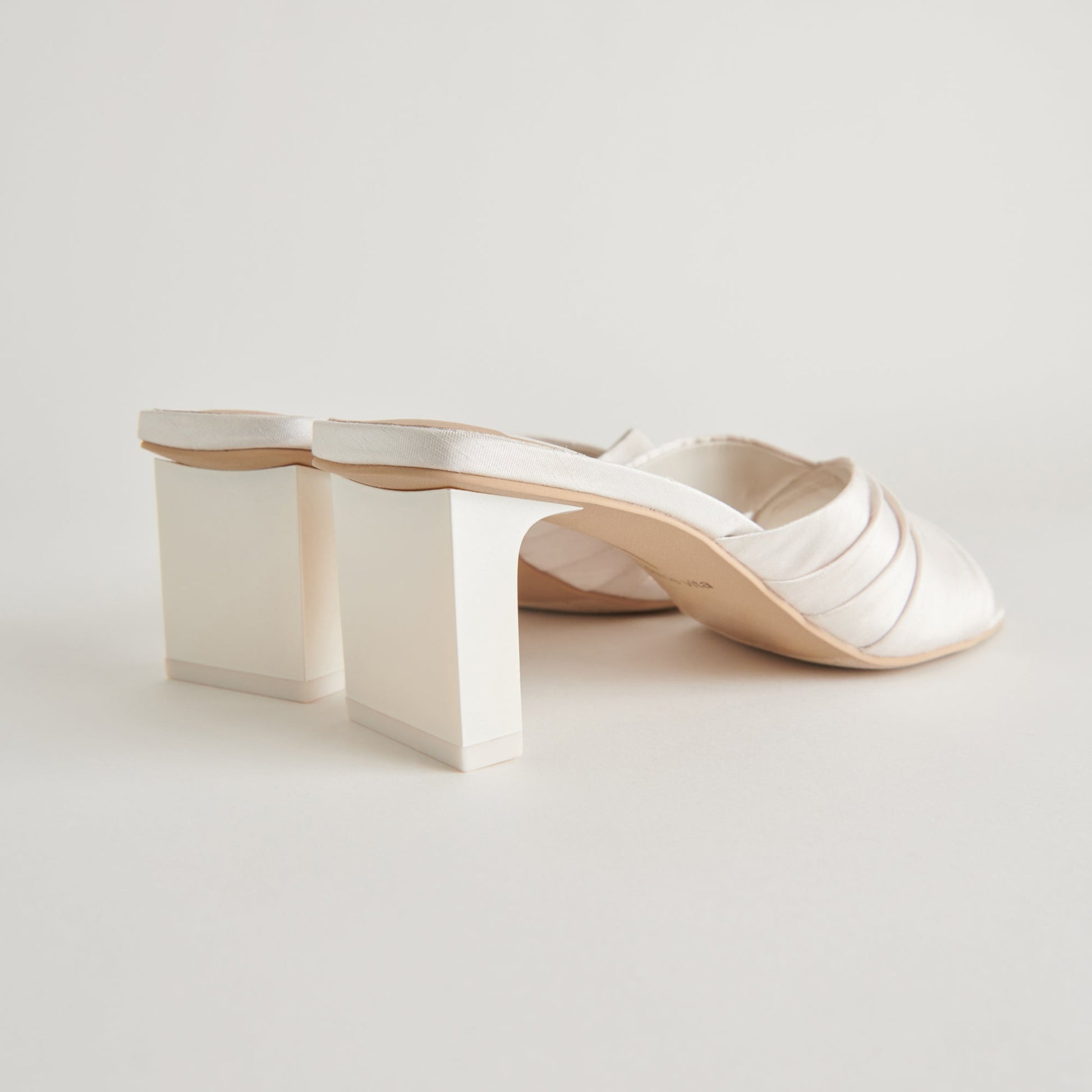 CARLAN HEELS OFF WHITE SILK - Dolce Vita