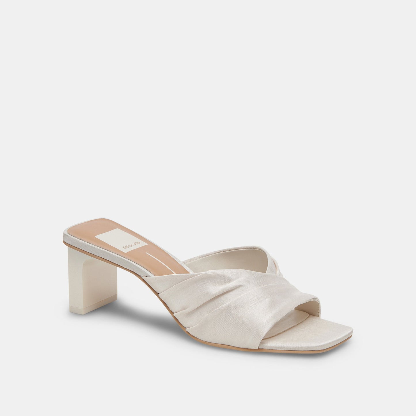 CARLAN HEELS OFF WHITE SILK - Dolce Vita