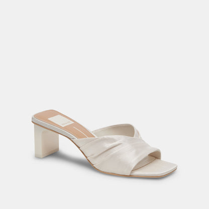 CARLAN HEELS OFF WHITE SILK - Dolce Vita