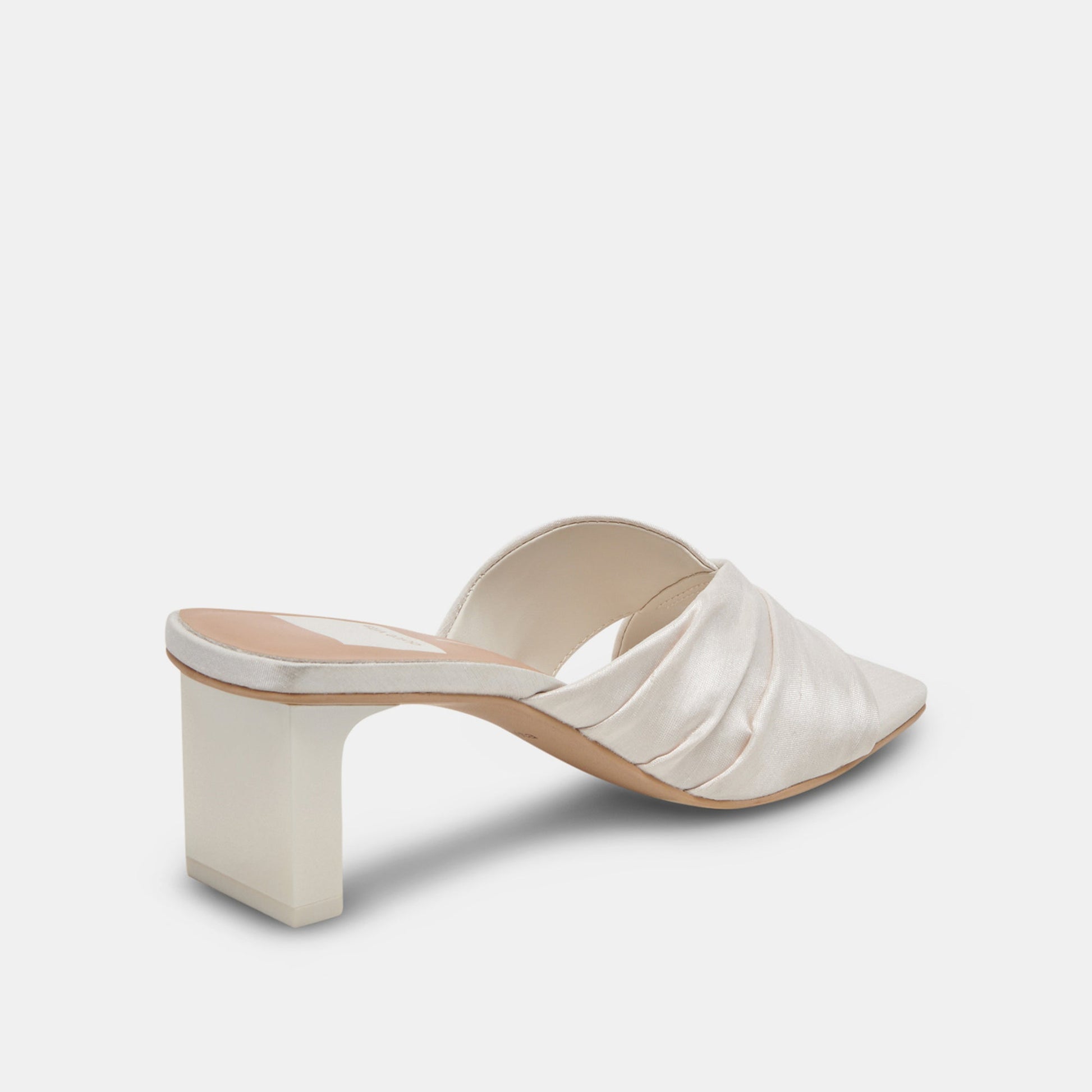 CARLAN HEELS OFF WHITE SILK - Dolce Vita
