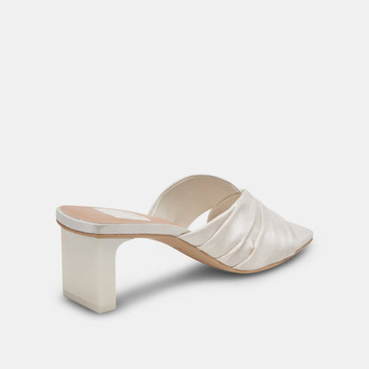 CARLAN HEELS OFF WHITE SILK - Dolce Vita