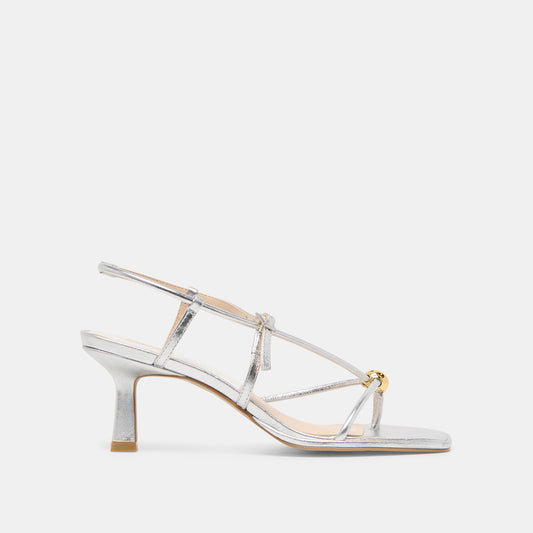 Mylee Silver Distressed Leather Heels - Dolce Vita