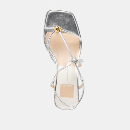 Mylee Silver Distressed Leather Heels - Dolce Vita