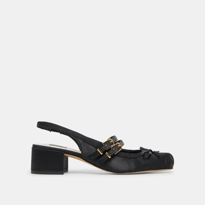 Loris Onyx Satin Heels - Dolce Vita