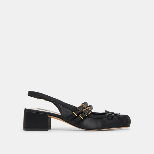 Loris Onyx Satin Heels - Dolce Vita