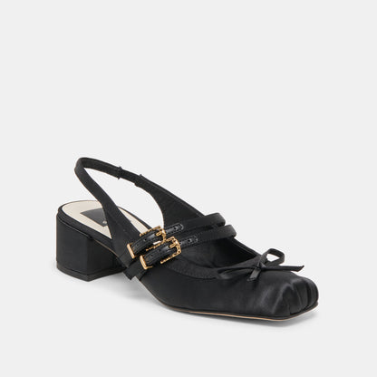 Loris Onyx Satin Heels - Dolce Vita