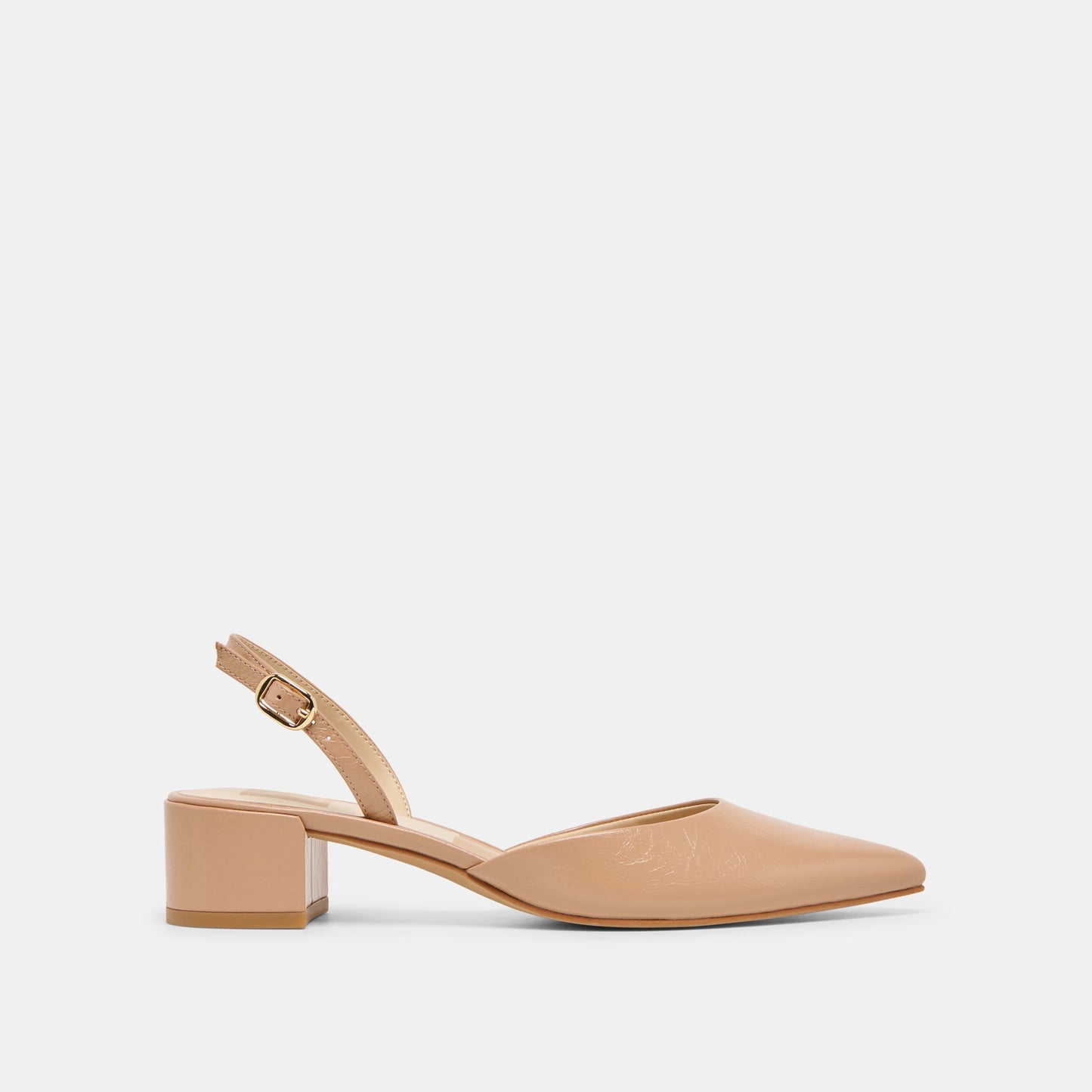 Carel Lt Tan Crinkle Patent Leather Heels - Dolce Vita