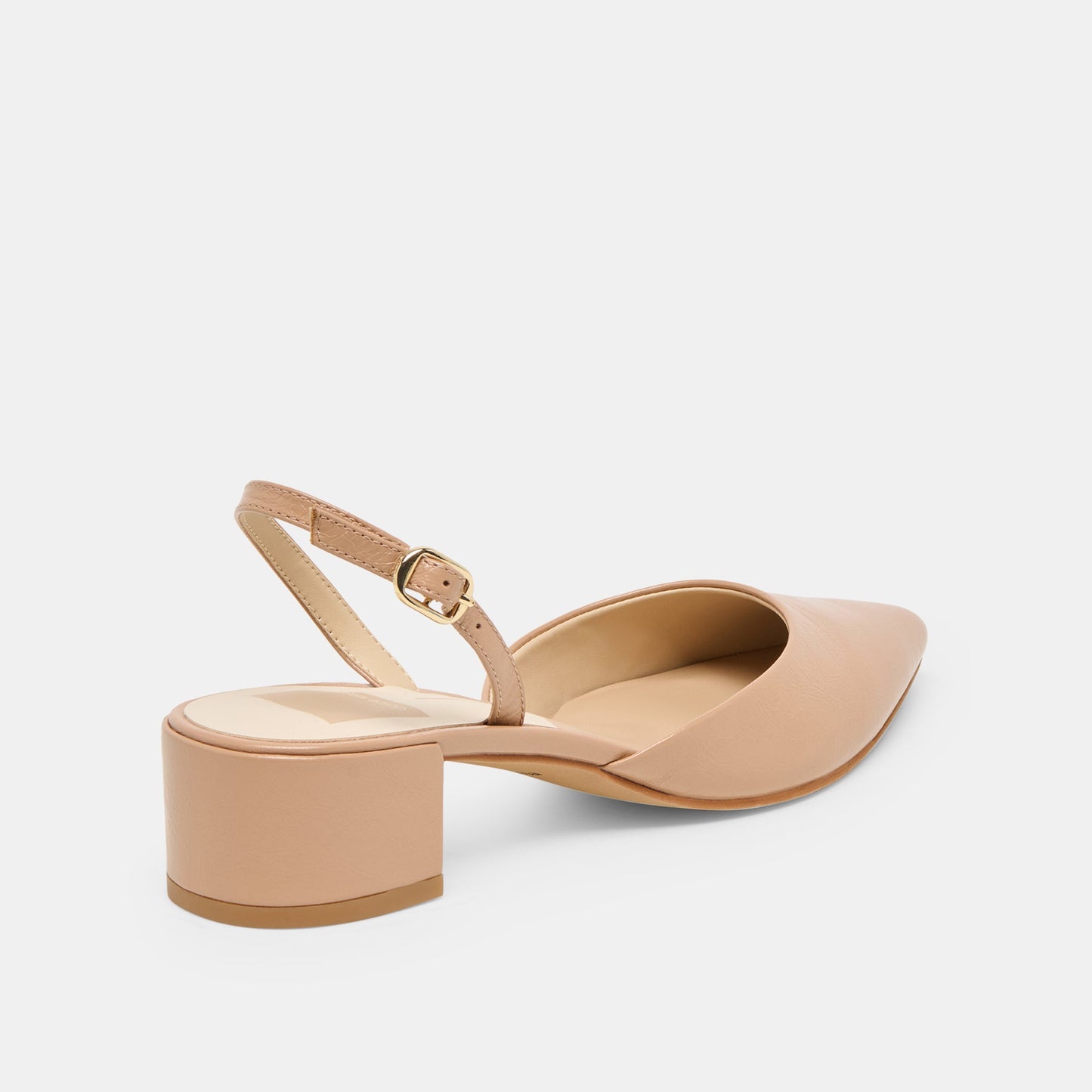 Carel Lt Tan Crinkle Patent Leather Heels - Dolce Vita