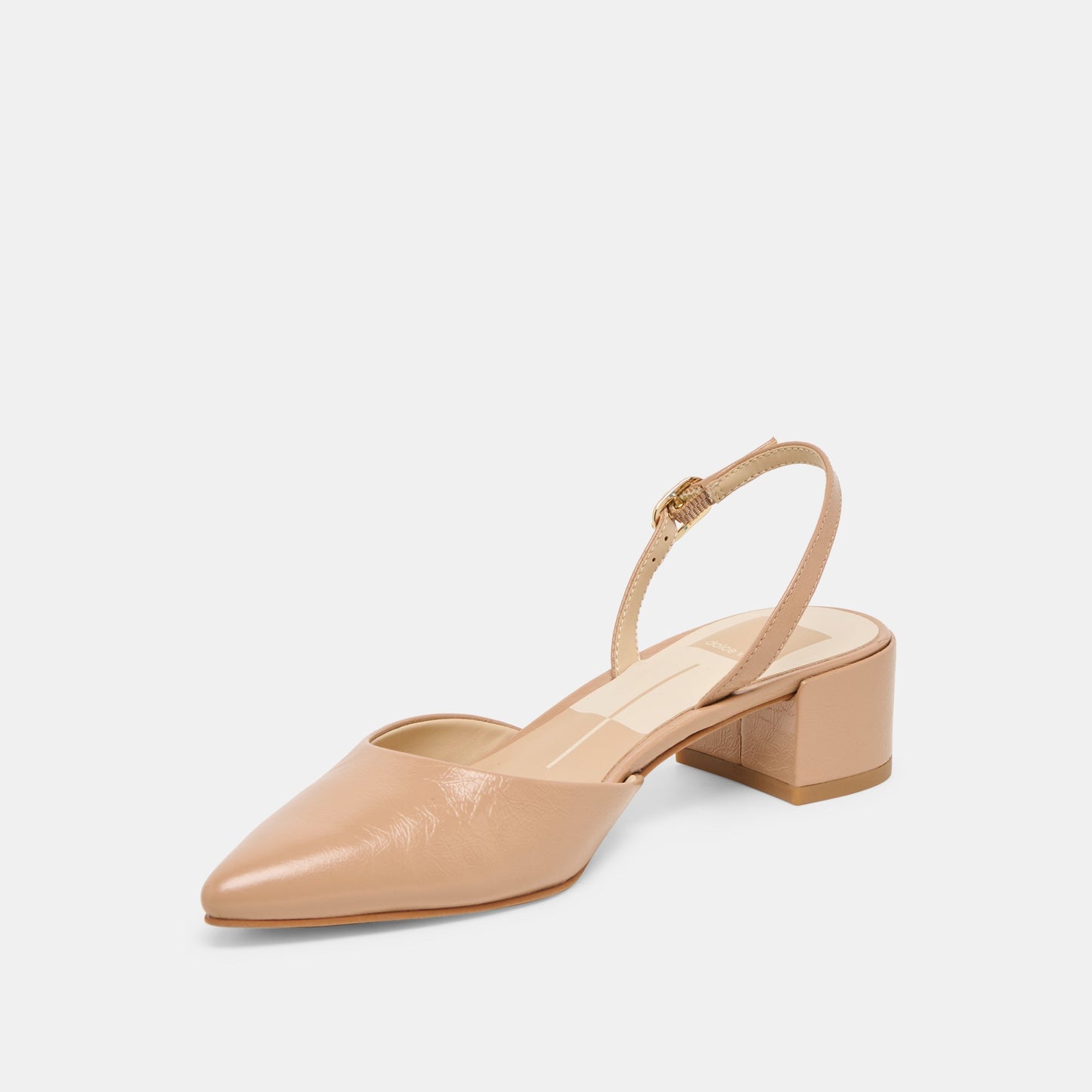 Carel Lt Tan Crinkle Patent Leather Heels - Dolce Vita
