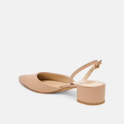 Carel Lt Tan Crinkle Patent Leather Heels - Dolce Vita