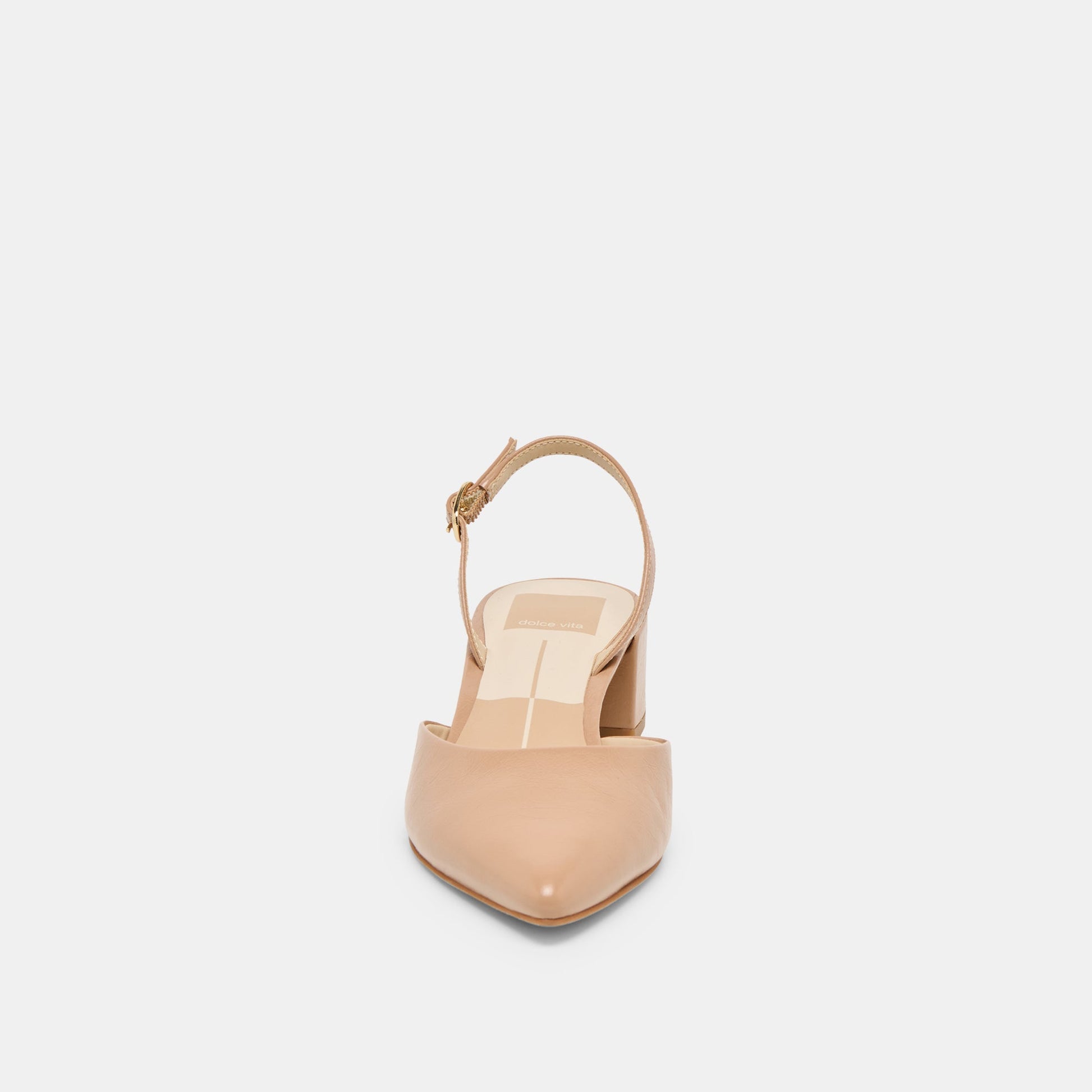 Carel Lt Tan Crinkle Patent Leather Heels - Dolce Vita