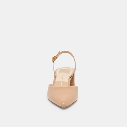 Carel Lt Tan Crinkle Patent Leather Heels - Dolce Vita