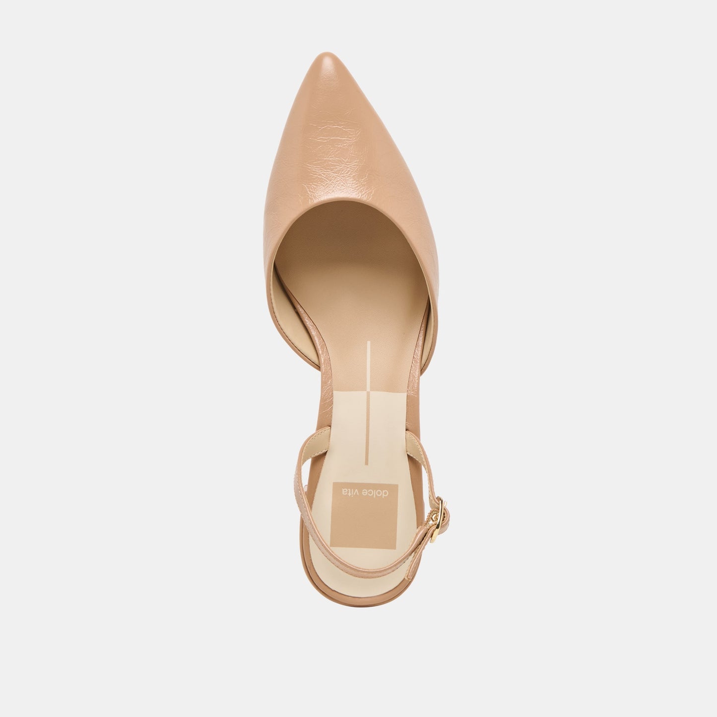 Carel Lt Tan Crinkle Patent Leather Heels - Dolce Vita