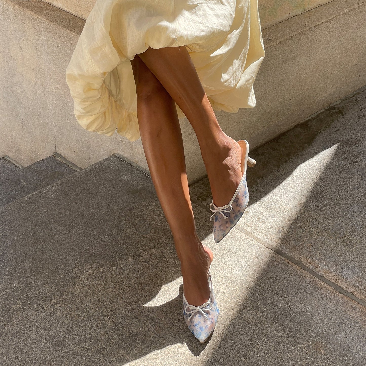Cleo Blue Floral Mesh Heels - Dolce Vita