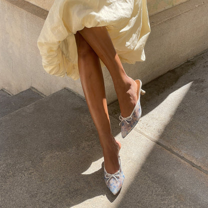 Cleo Blue Floral Mesh Heels - Dolce Vita