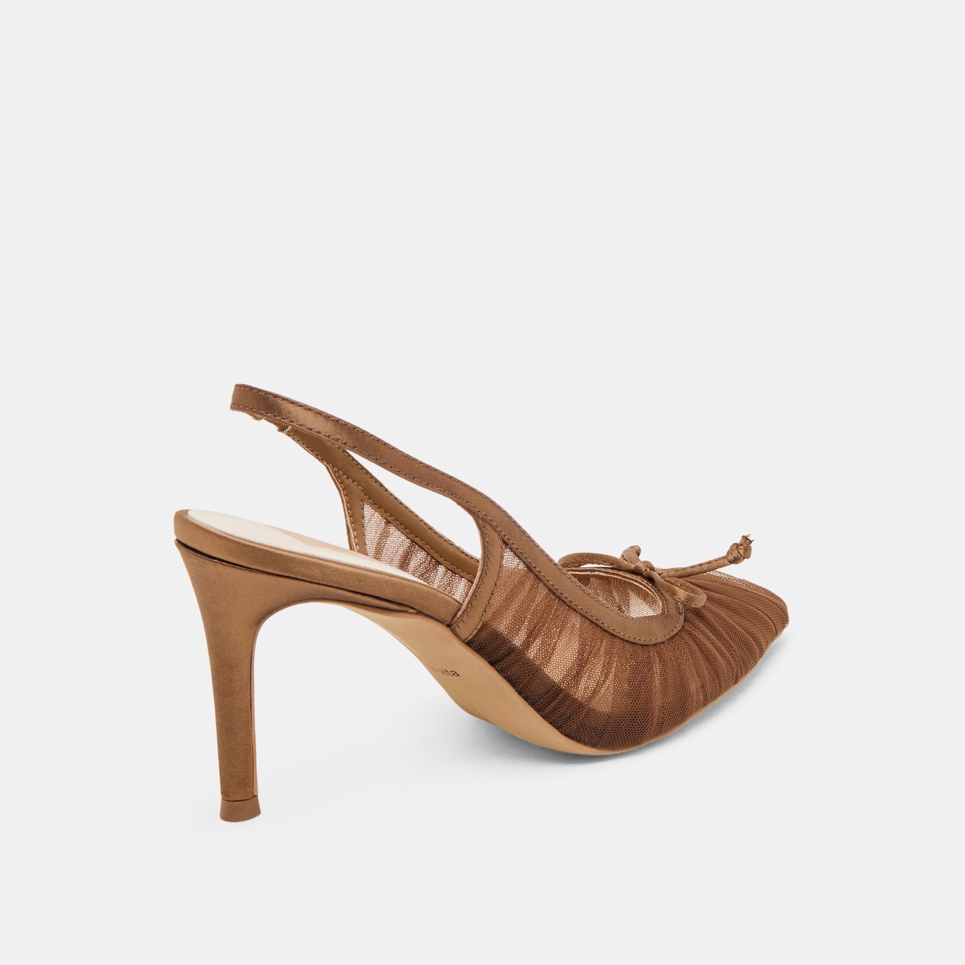 Yela Mid Brown Tulle Heels - Dolce Vita