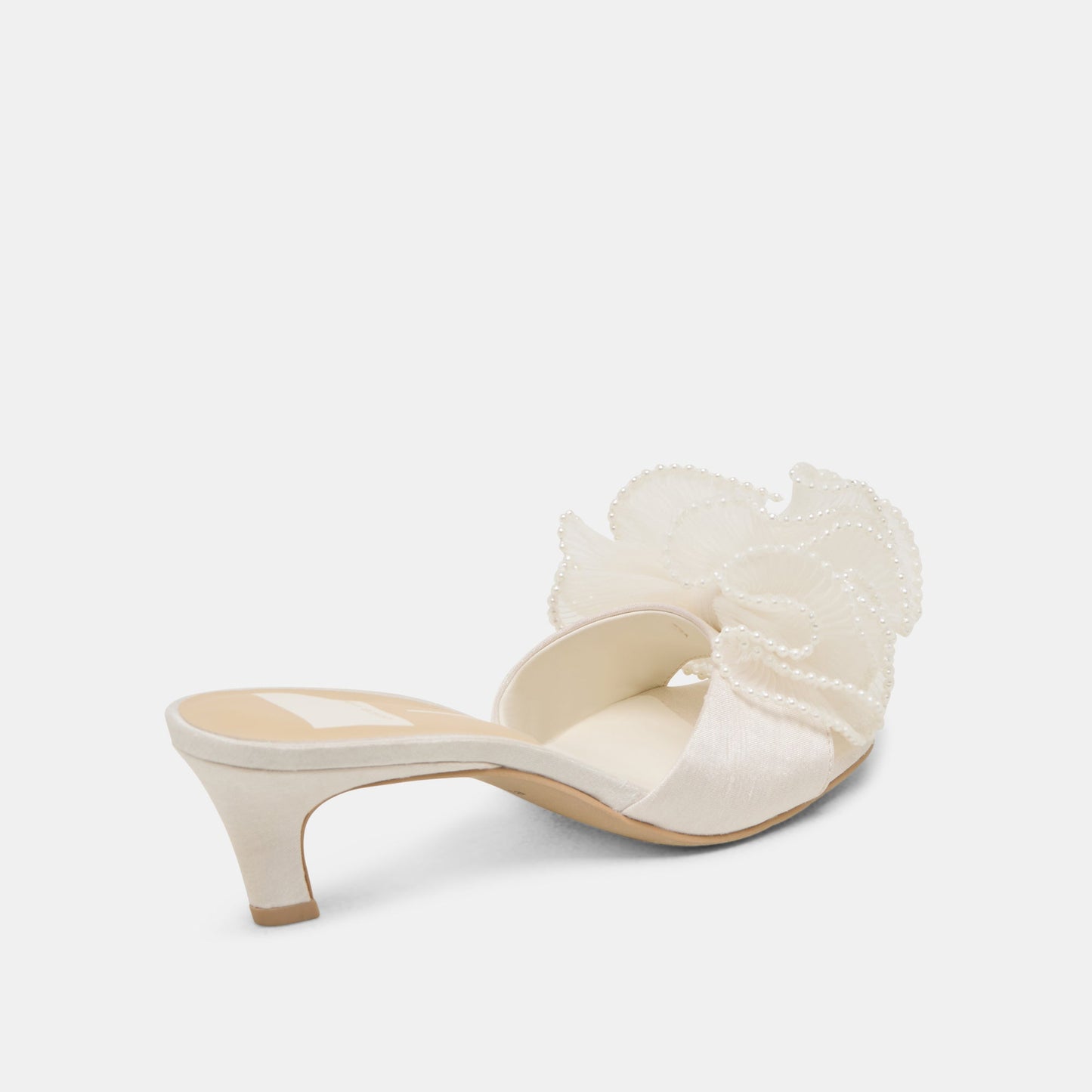 NARITA PEARL HEELS OFF WHITE SATIN - Dolce Vita