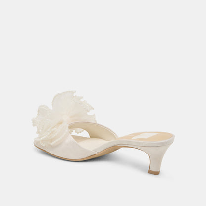 NARITA PEARL HEELS OFF WHITE SATIN - Dolce Vita