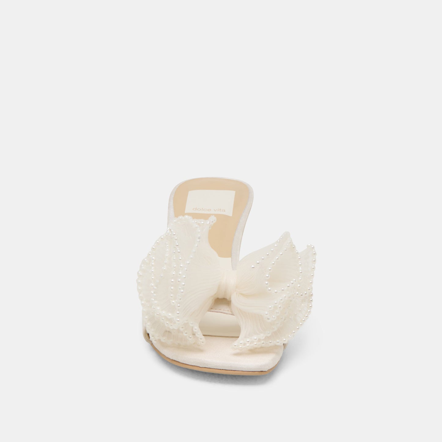 NARITA PEARL HEELS OFF WHITE SATIN - Dolce Vita