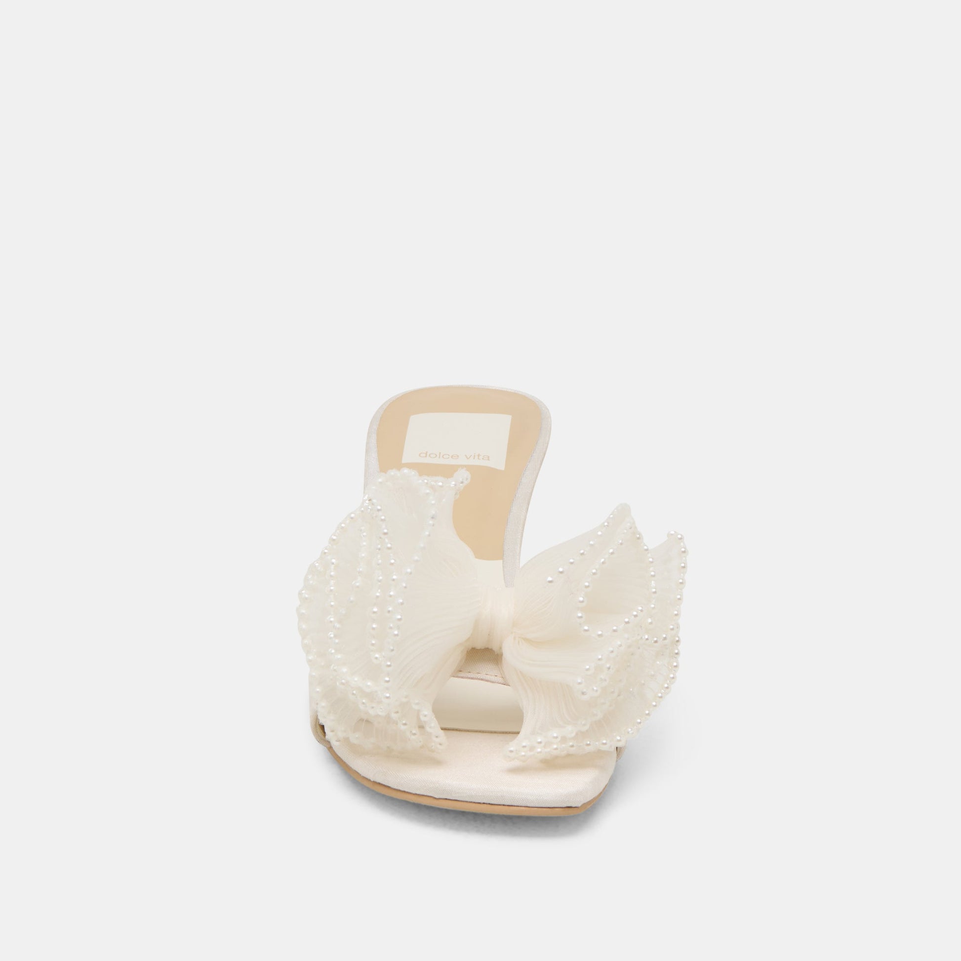 NARITA PEARL HEELS OFF WHITE SATIN - Dolce Vita