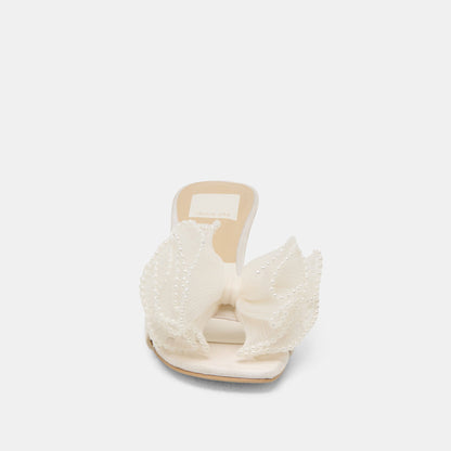 NARITA PEARL HEELS OFF WHITE SATIN - Dolce Vita