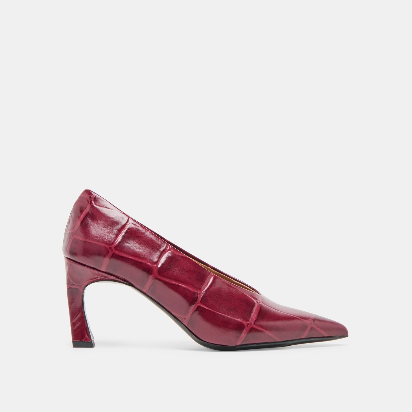 Midge Burgundy Croco Embossed Leather Heels - Dolce Vita