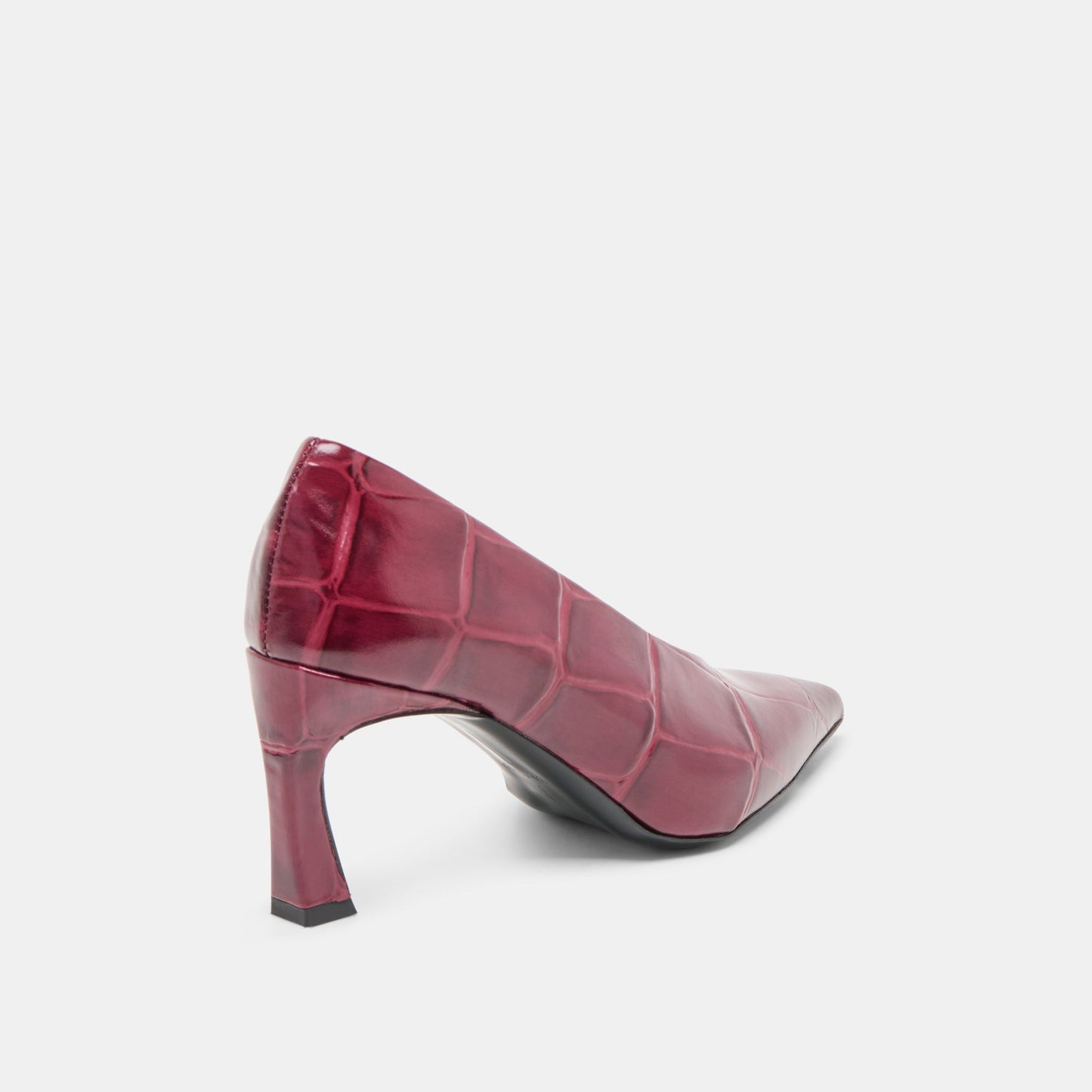 Midge Burgundy Croco Embossed Leather Heels - Dolce Vita