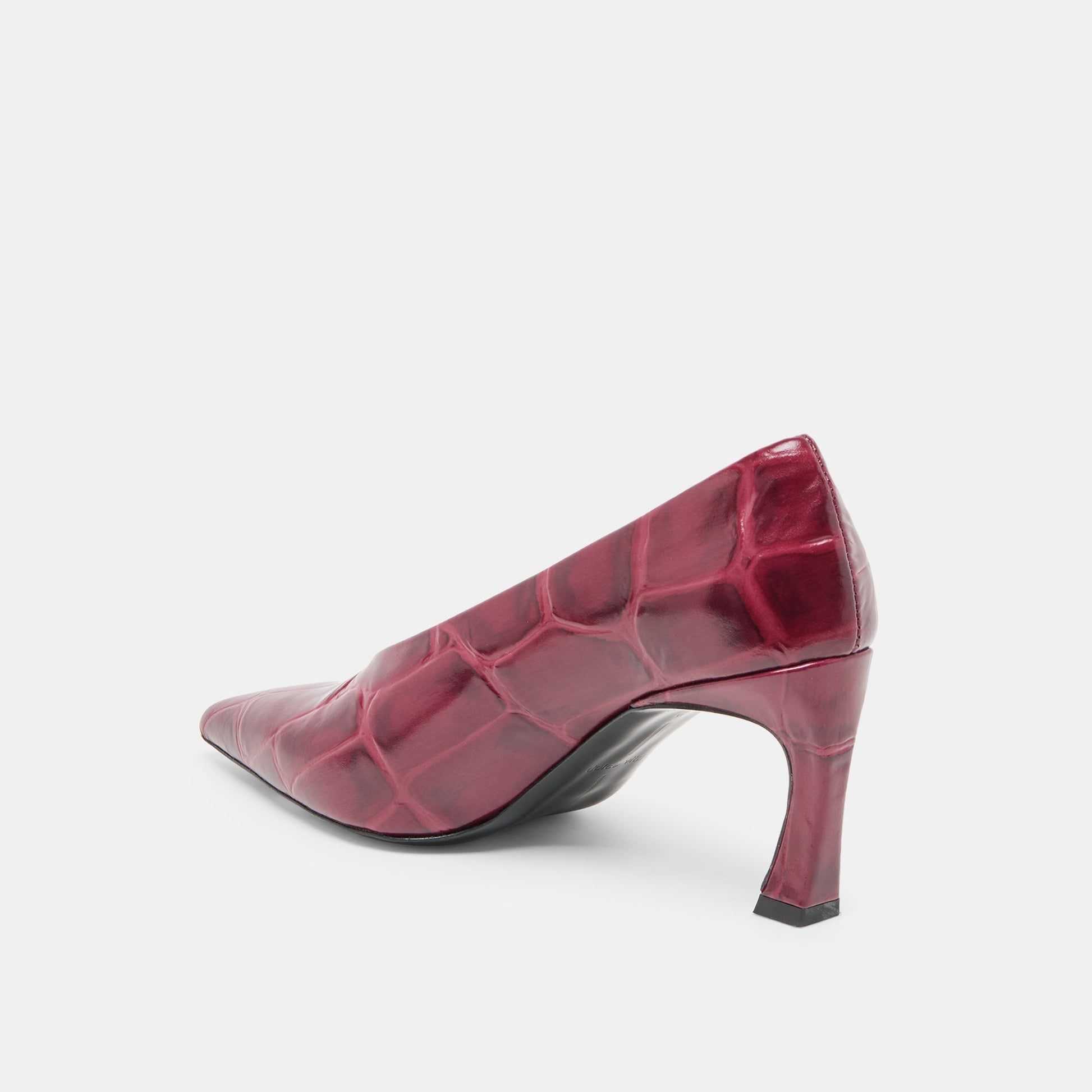 Midge Burgundy Croco Embossed Leather Heels - Dolce Vita